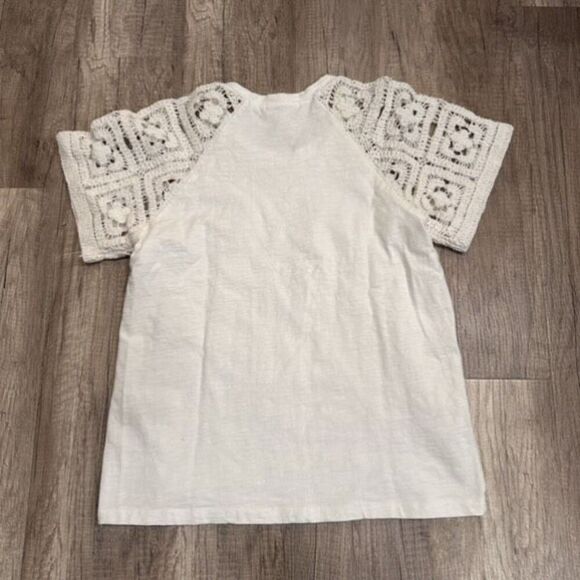 Design History Lace Embroidered White Peasant T Shirt Cottage Core Small cotton - Picture 2 of 8
